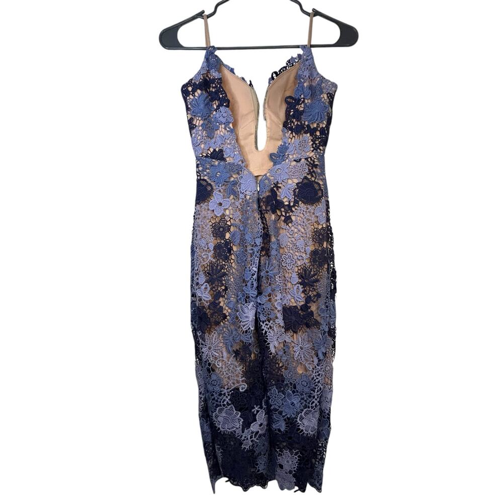 Jovani Blue Crochet Floral Dress - Size 0 - Picture 5 of 16